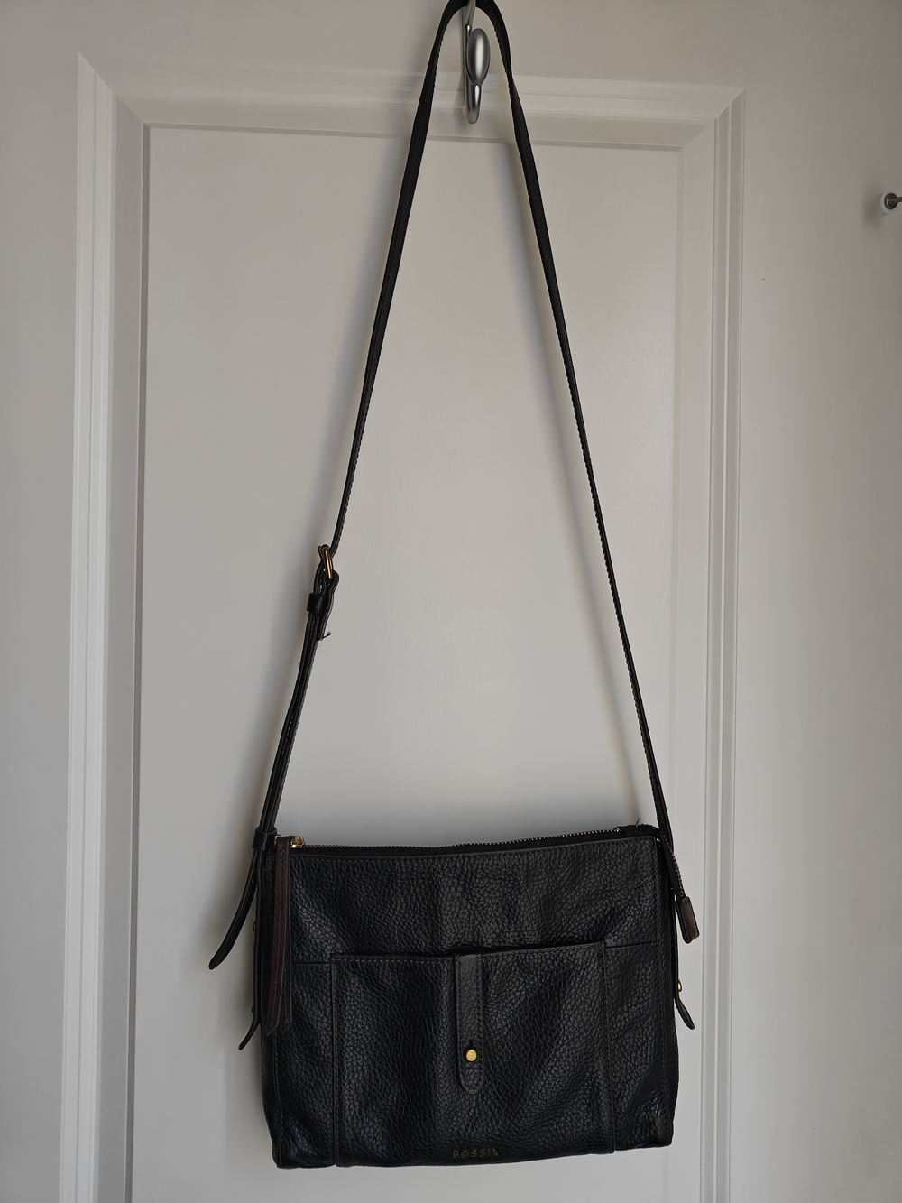 FOSSIL LEATHER CROSSBODY BAG BLACK